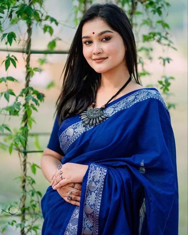 Handloom blue Kantha Stitch