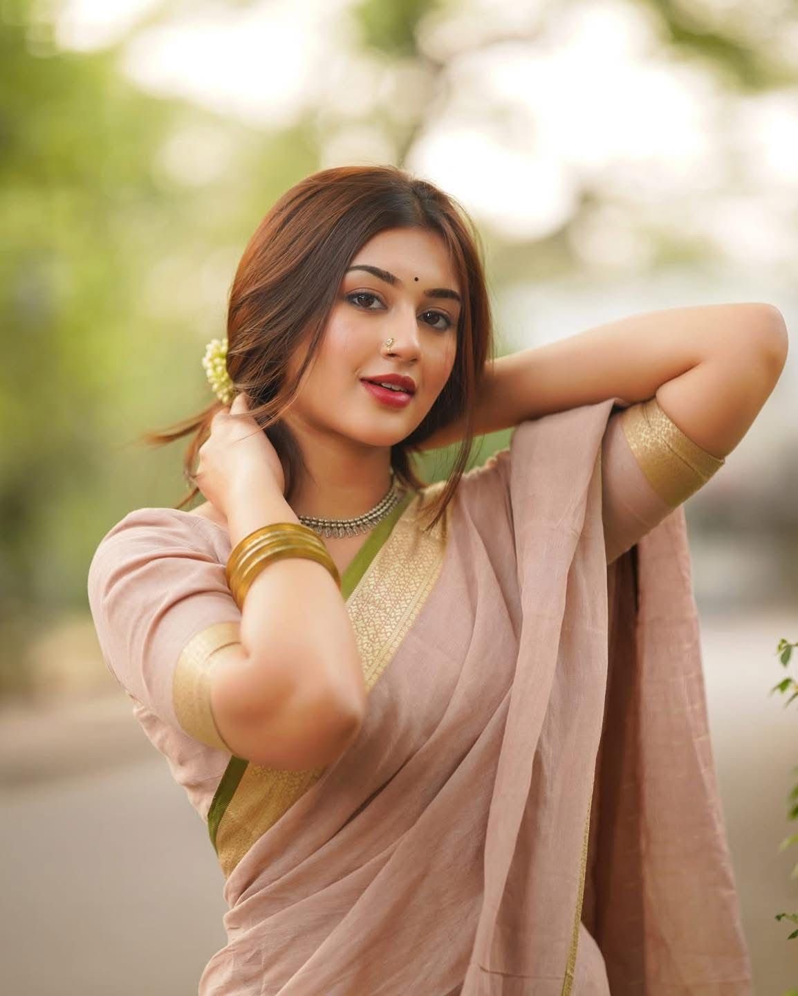 Handloom khaki saree