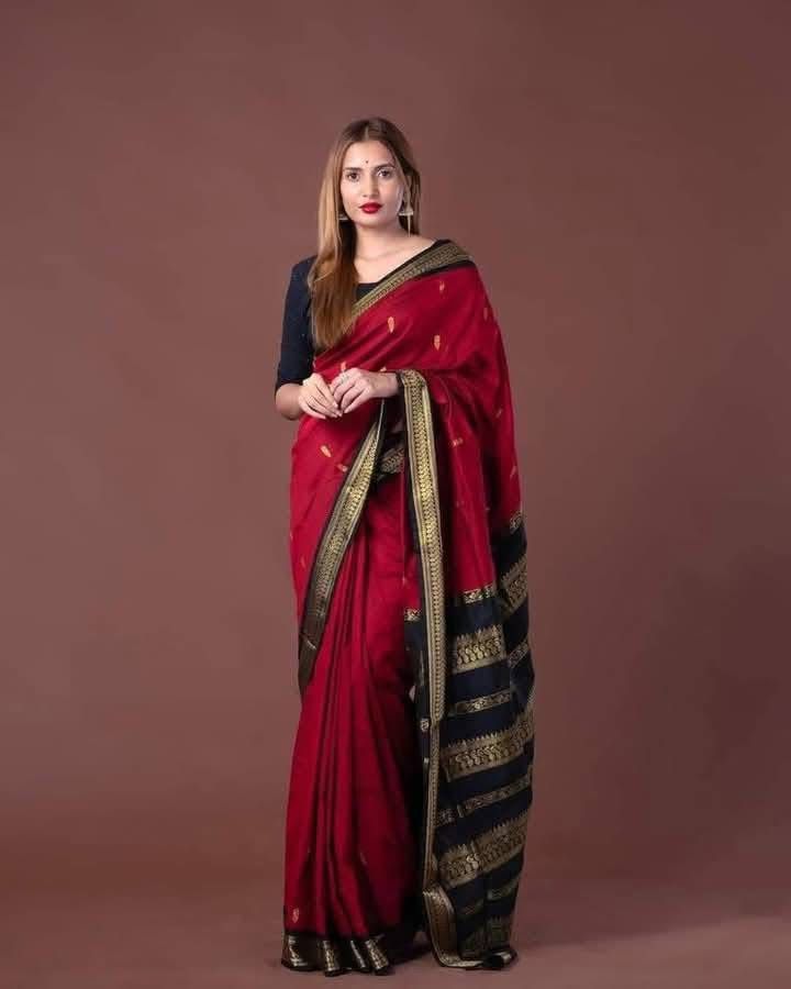 Indian red gadoal saree