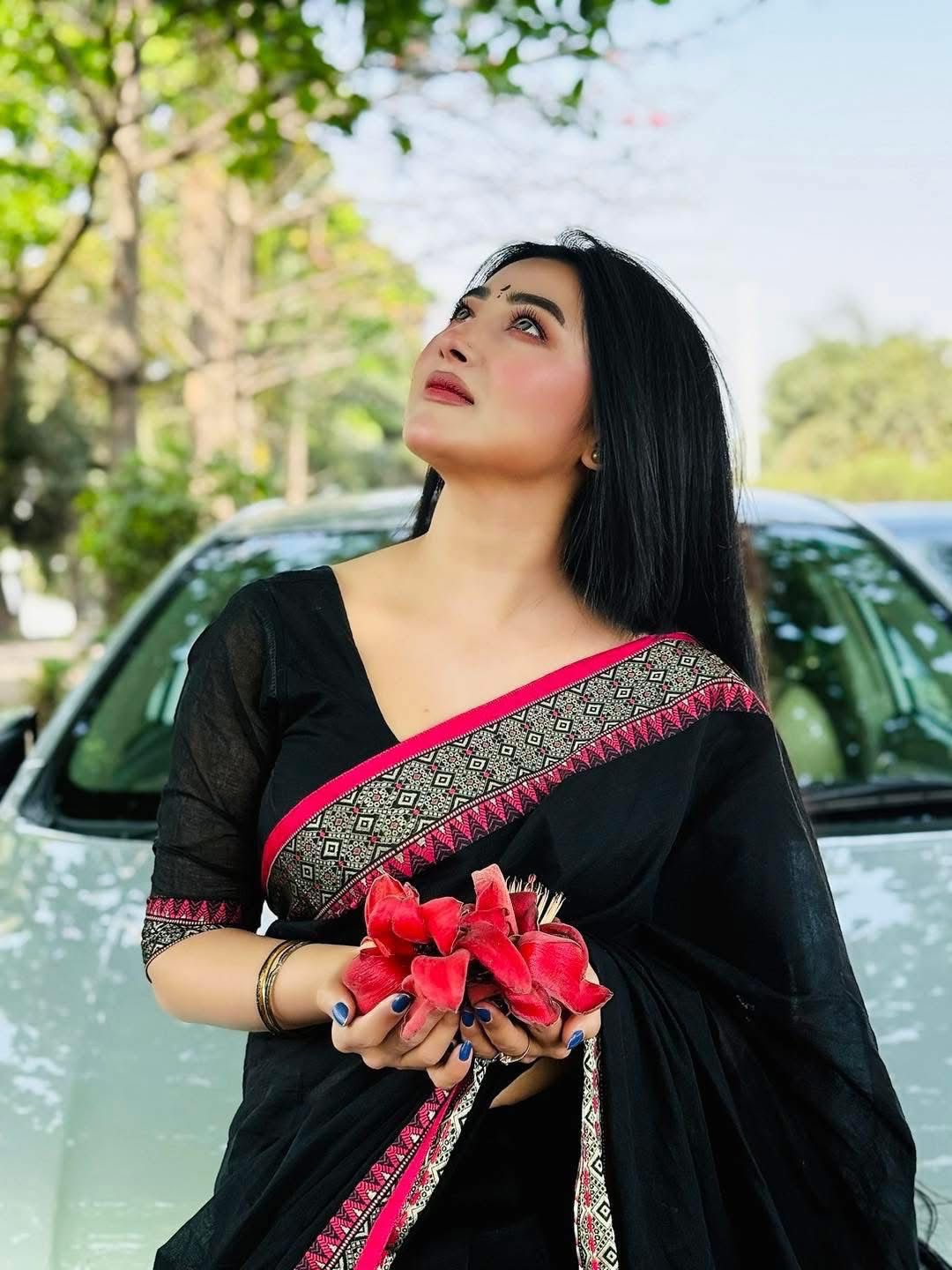 Handloom black pink par