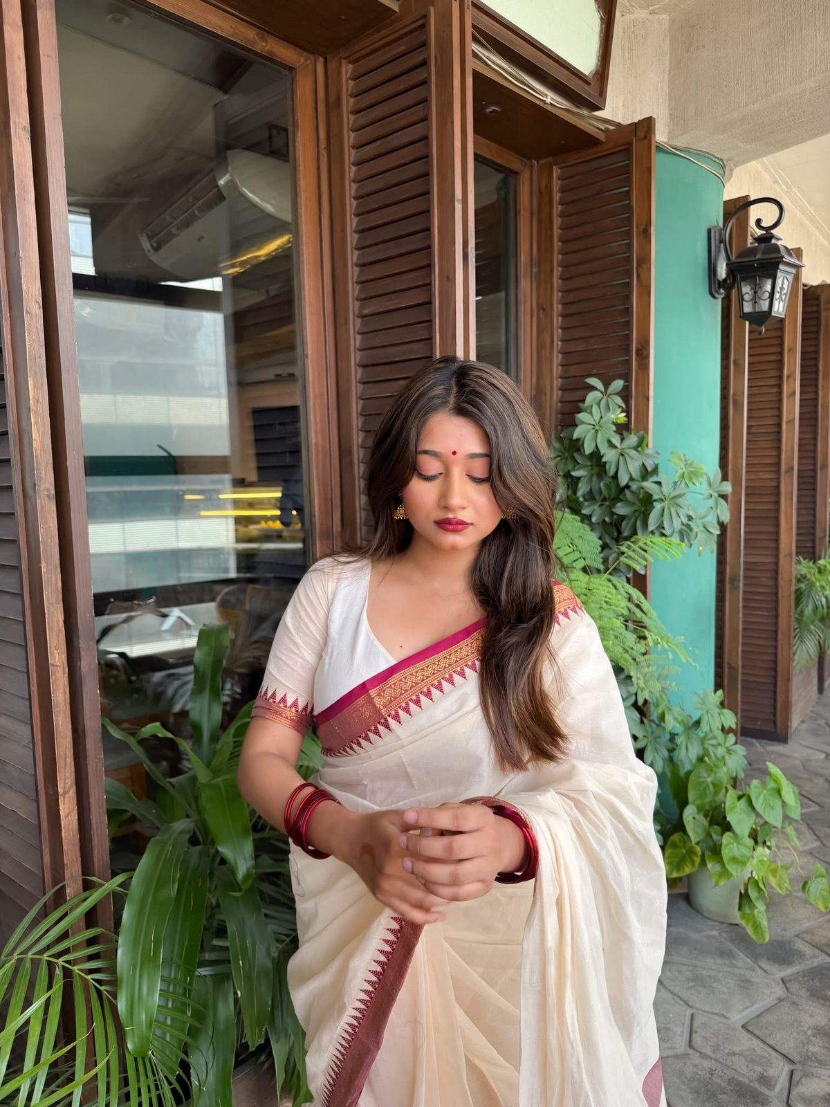 Handloom white red par Anarakali_img_1