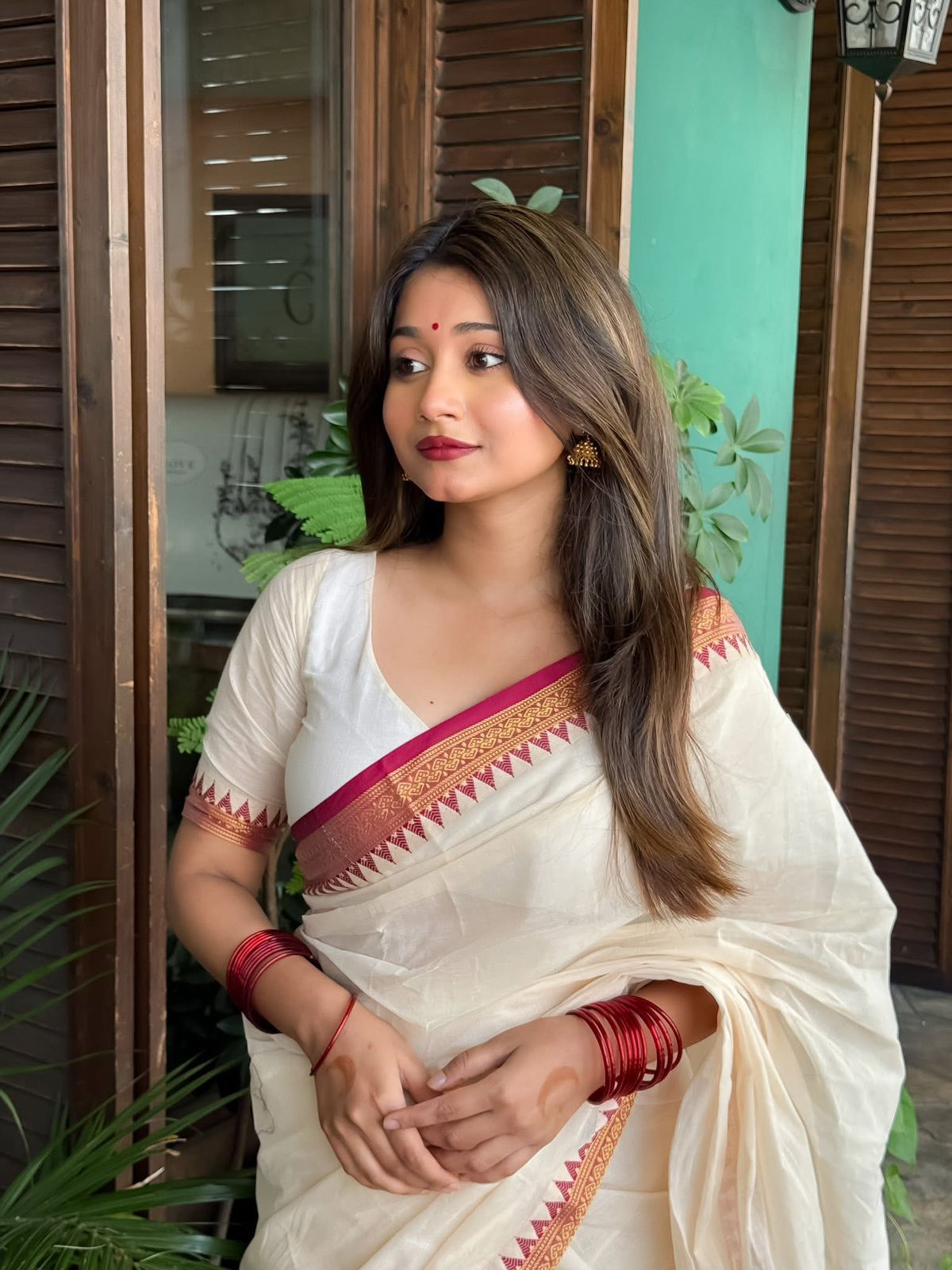 Handloom white red par Anarakali_img_2