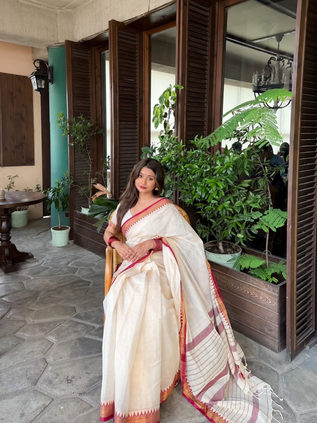 Handloom white red par Anarakali_img_4