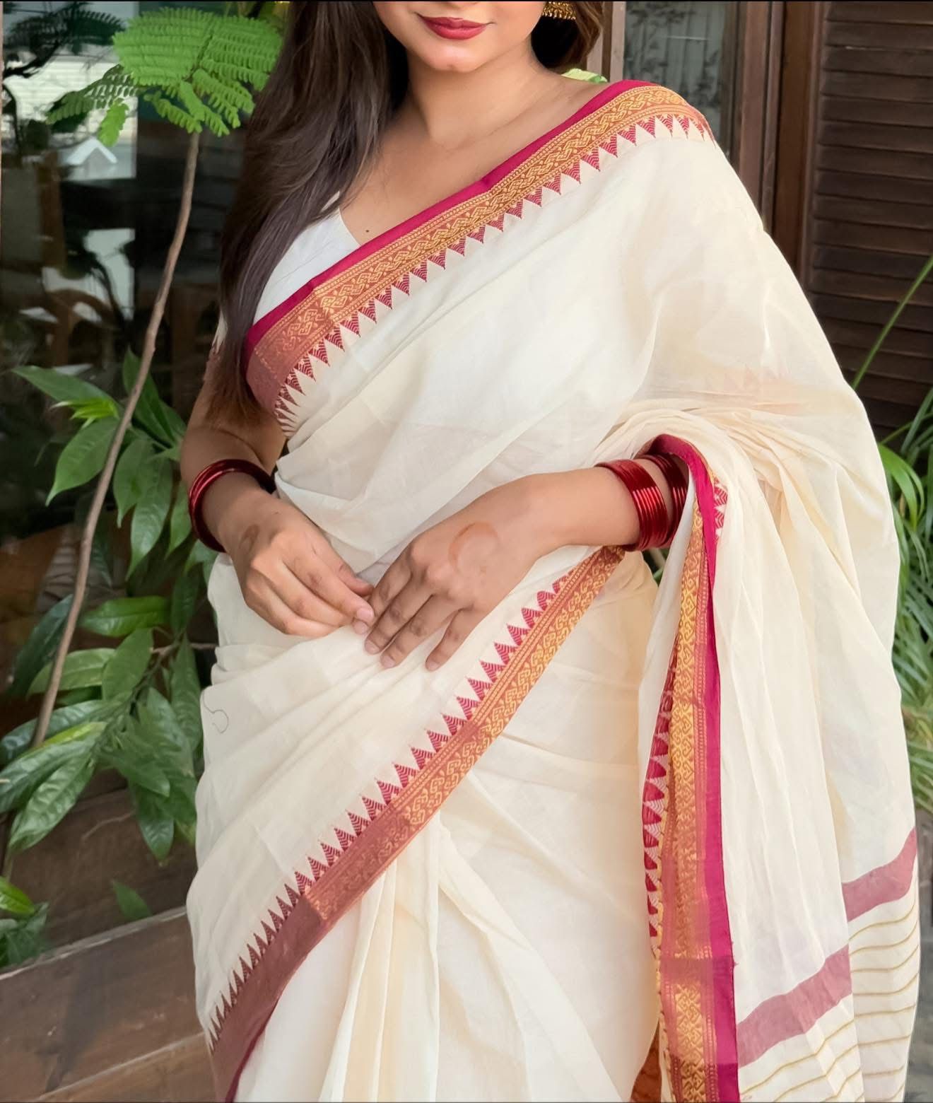 Handloom white red par Anarakali_img_5