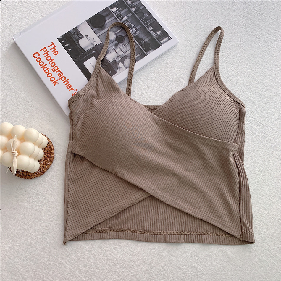 Trendy cotton cross-back bralette sports vest, versatile and suitable as an outer layer or base layer for women._img_5