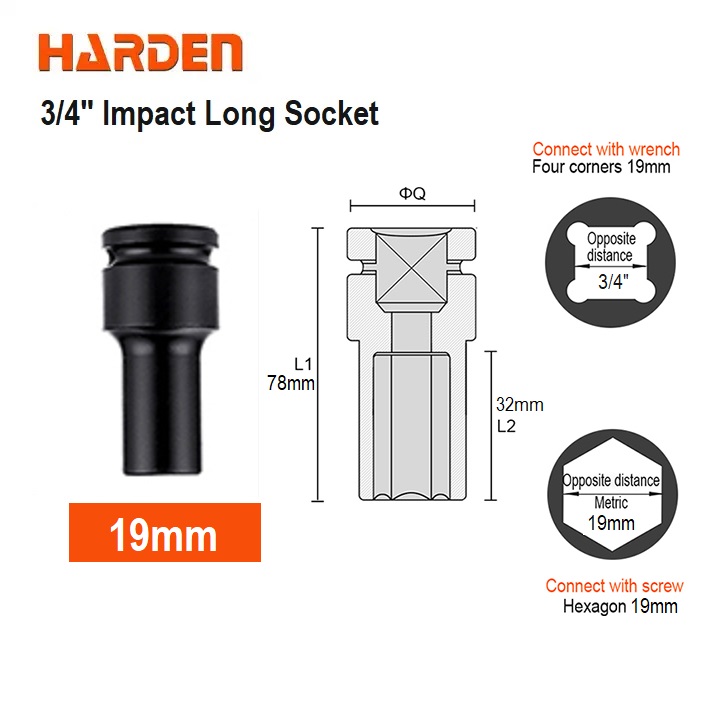 HARDEN 3/4" Impact Long Socket, Impact Socket 3/4" Dr. (Deep) - 6PT, Deep Socket, Various available sizes; 536717 - 536750_img_9
