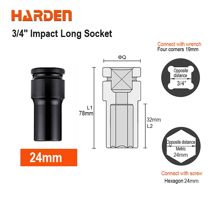 HARDEN 3/4" Impact Long Socket, Impact Socket 3/4" Dr. (Deep) - 6PT, Deep Socket, Various available sizes; 536717 - 536750_img_14