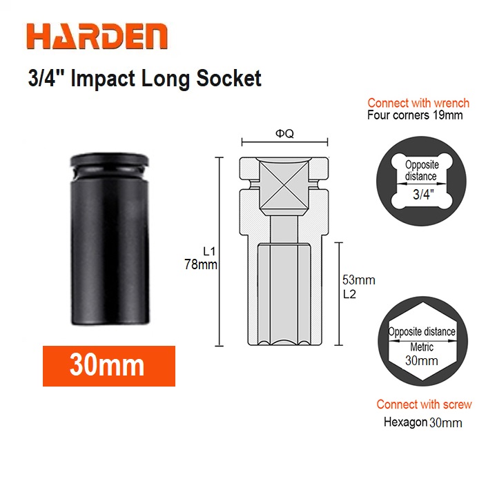 HARDEN 3/4" Impact Long Socket, Impact Socket 3/4" Dr. (Deep) - 6PT, Deep Socket, Various available sizes; 536717 - 536750_img_19