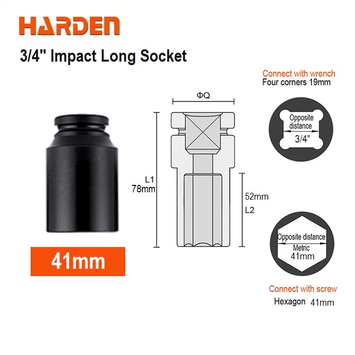 HARDEN 3/4" Impact Long Socket, Impact Socket 3/4" Dr. (Deep) - 6PT, Deep Socket, Various available sizes; 536717 - 536750_img_27