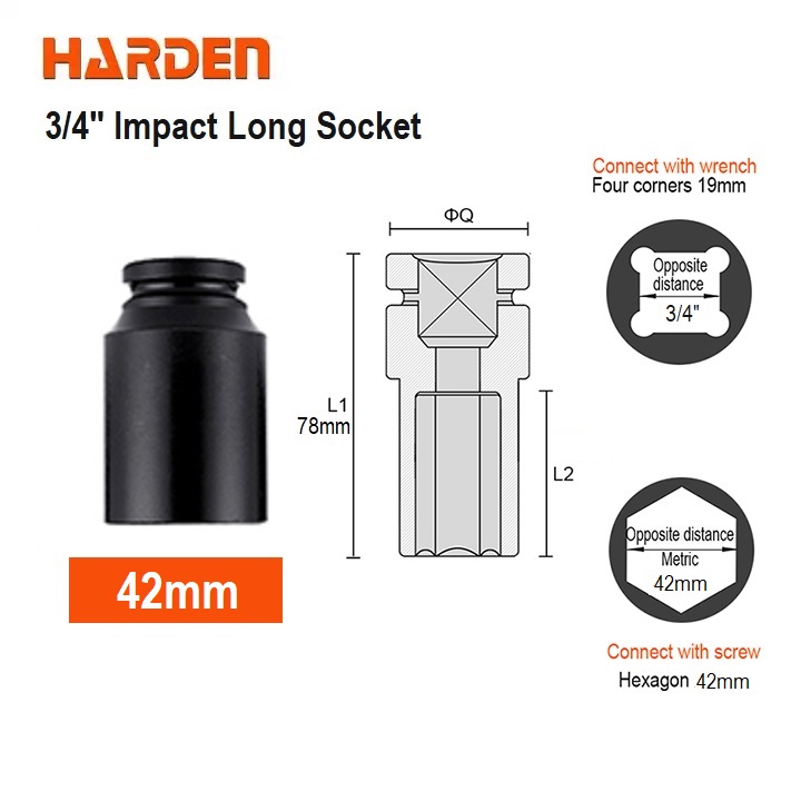 HARDEN 3/4" Impact Long Socket, Impact Socket 3/4" Dr. (Deep) - 6PT, Deep Socket, Various available sizes; 536717 - 536750_img_28