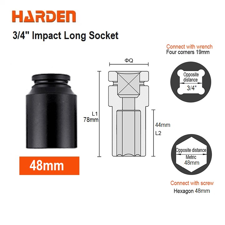 HARDEN 3/4" Impact Long Socket, Impact Socket 3/4" Dr. (Deep) - 6PT, Deep Socket, Various available sizes; 536717 - 536750_img_30