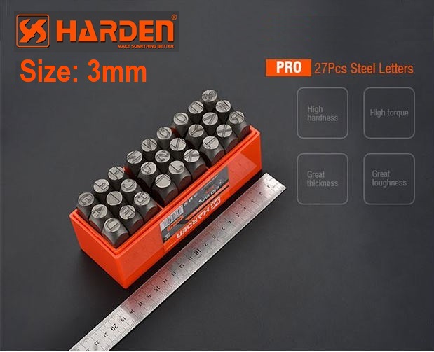 HARDEN 27pcs Steel Letters punch ( 3mm | 4mm | 5mm | 6mm | 8mm | 10mm ) Professional Alphabet Chrome Vanadium punch set; 610863 - 610869_img_8