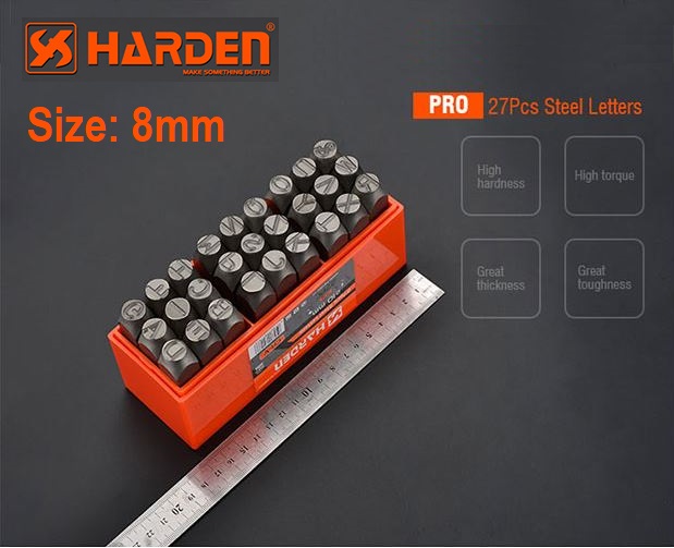 HARDEN 27pcs Steel Letters punch ( 3mm | 4mm | 5mm | 6mm | 8mm | 10mm ) Professional Alphabet Chrome Vanadium punch set; 610863 - 610869_img_12