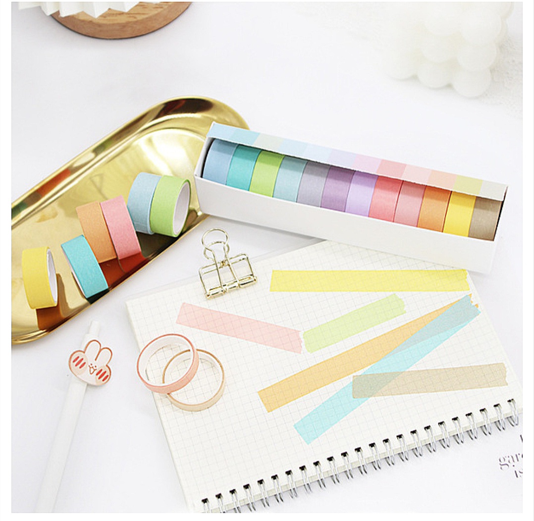 Wheat youth macaroon and paper tape solid color DIY decorative stickers_img_1