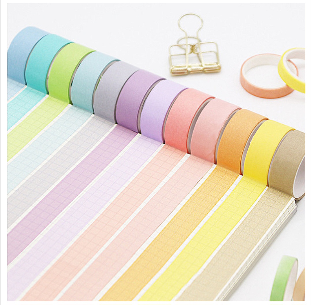 Wheat youth macaroon and paper tape solid color DIY decorative stickers_img_2