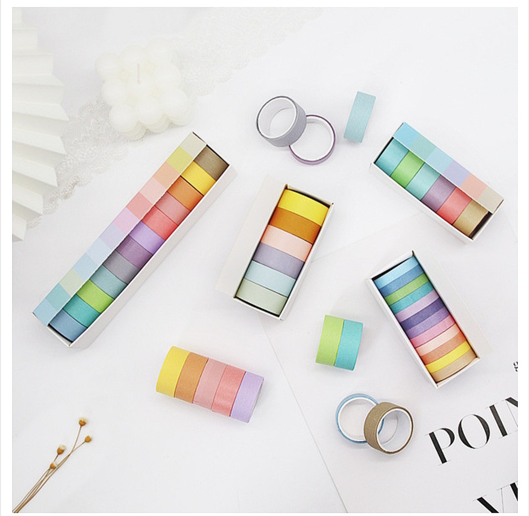 Wheat youth macaroon and paper tape solid color DIY decorative stickers_img_3