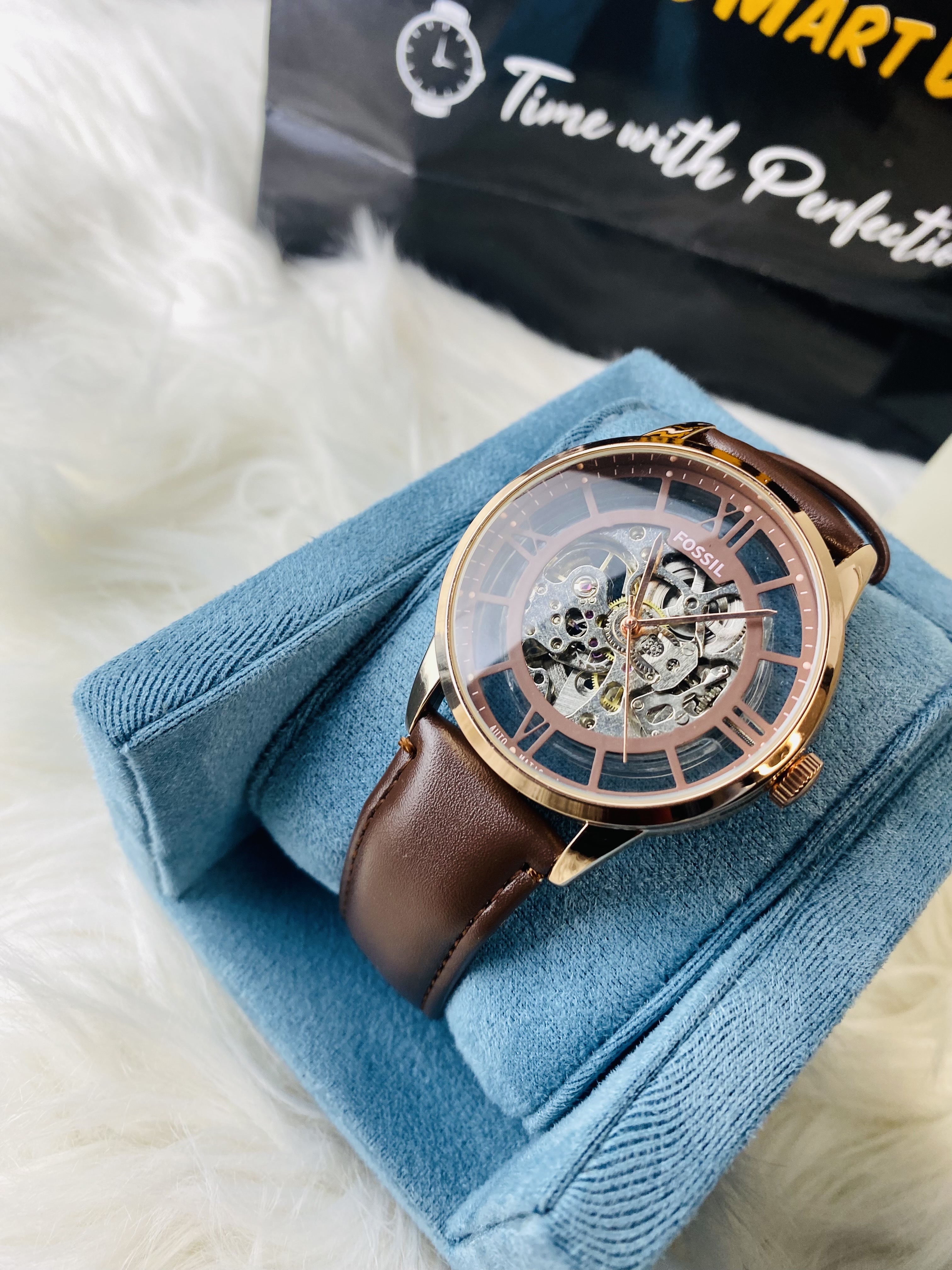 Fossil Dark Brown Dial Rose Men