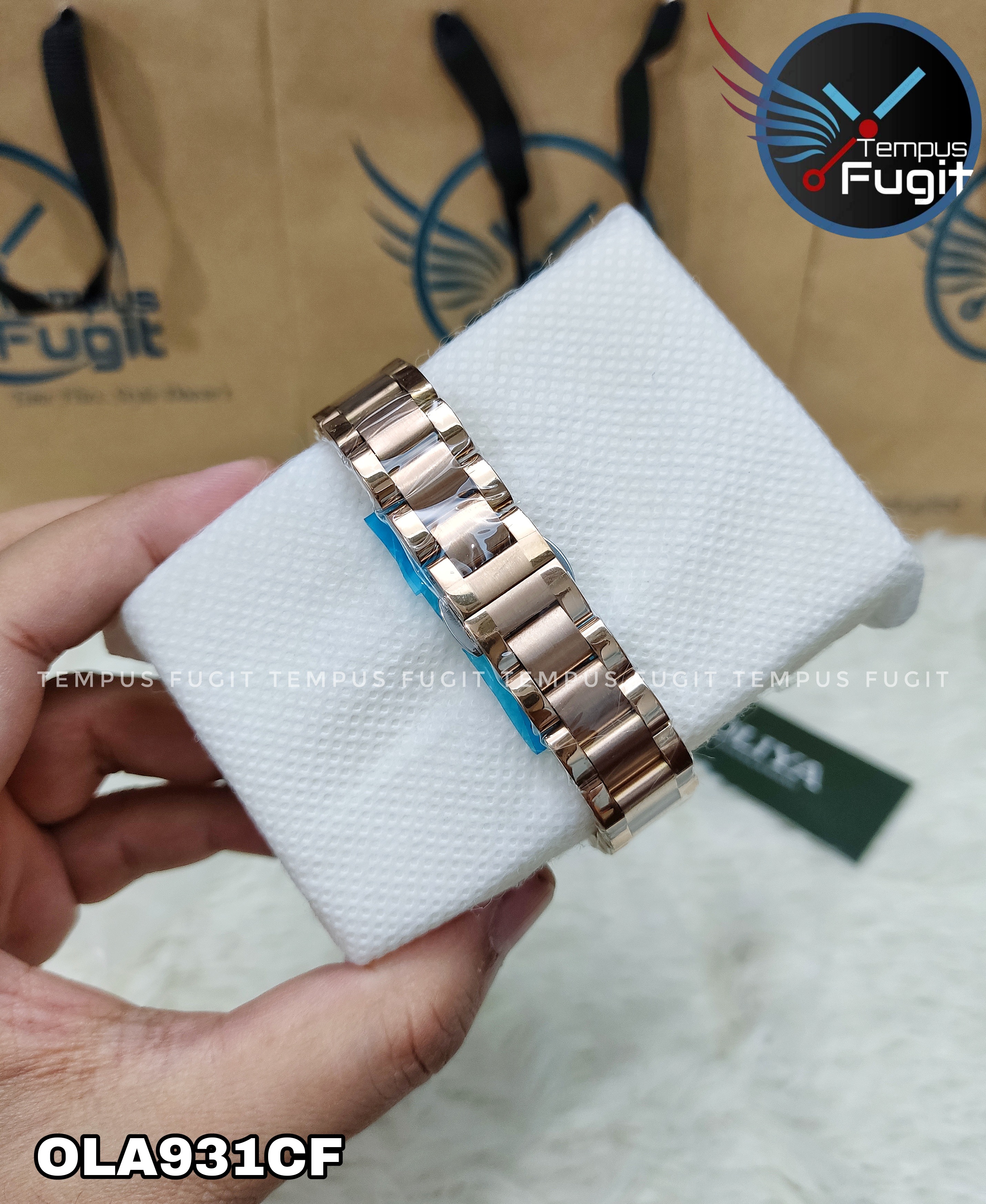 OLIYA 6819 Ladies Chain Watch- Sparkling Green Dial- Rose Golden Bezel- Rose Golden Chain- TF Code OLA931CF_img_4