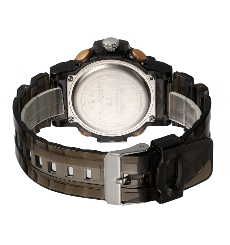 SKMEI 2386 Analogue+Digital Silicone Strap Sports Watch- Black Dial with Blue Markings- Black Bezel- Black Strap- TF Code SK966DB_img_4