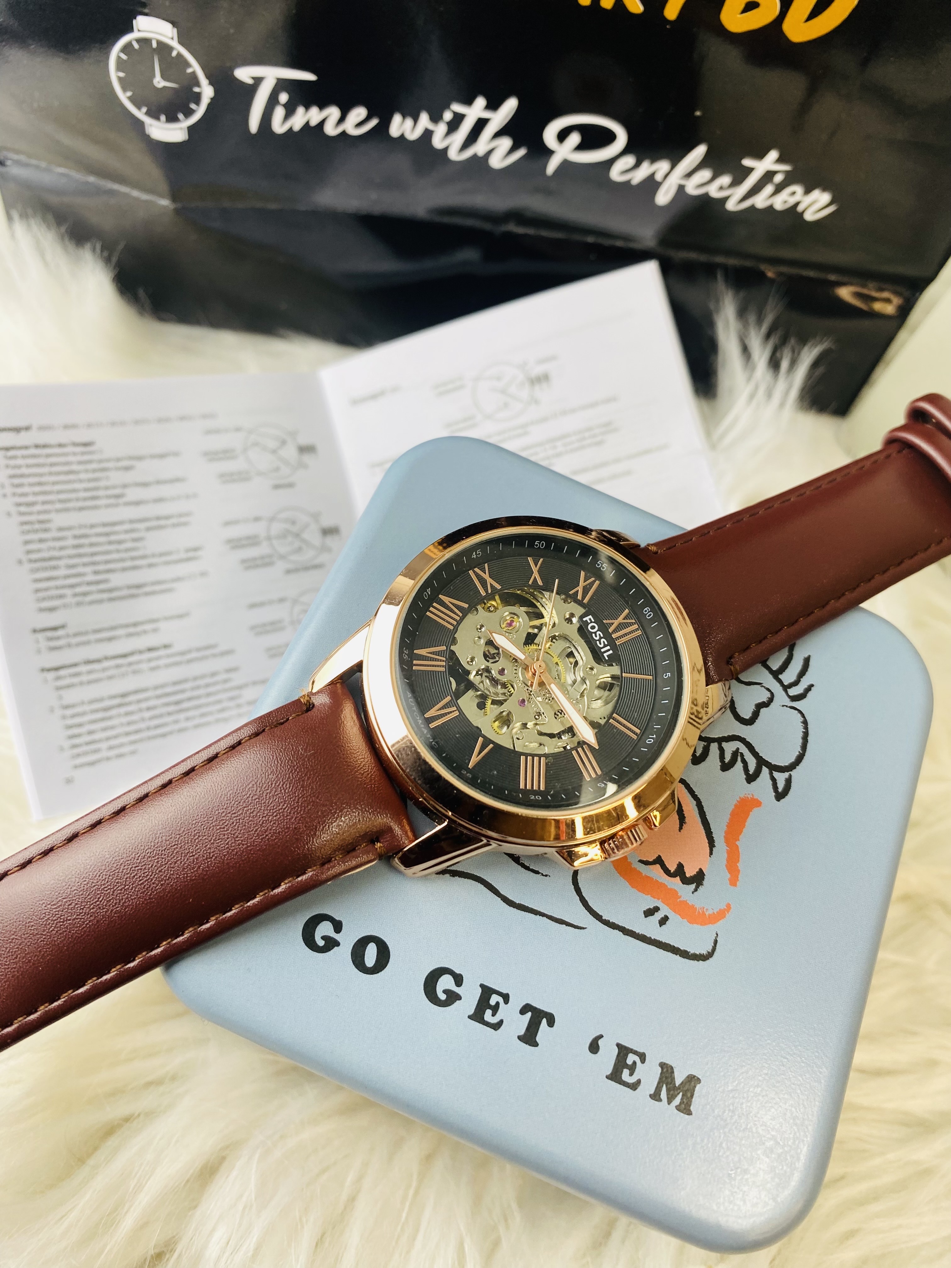 Fossil Automatic Dial black leather dark brown_img_1