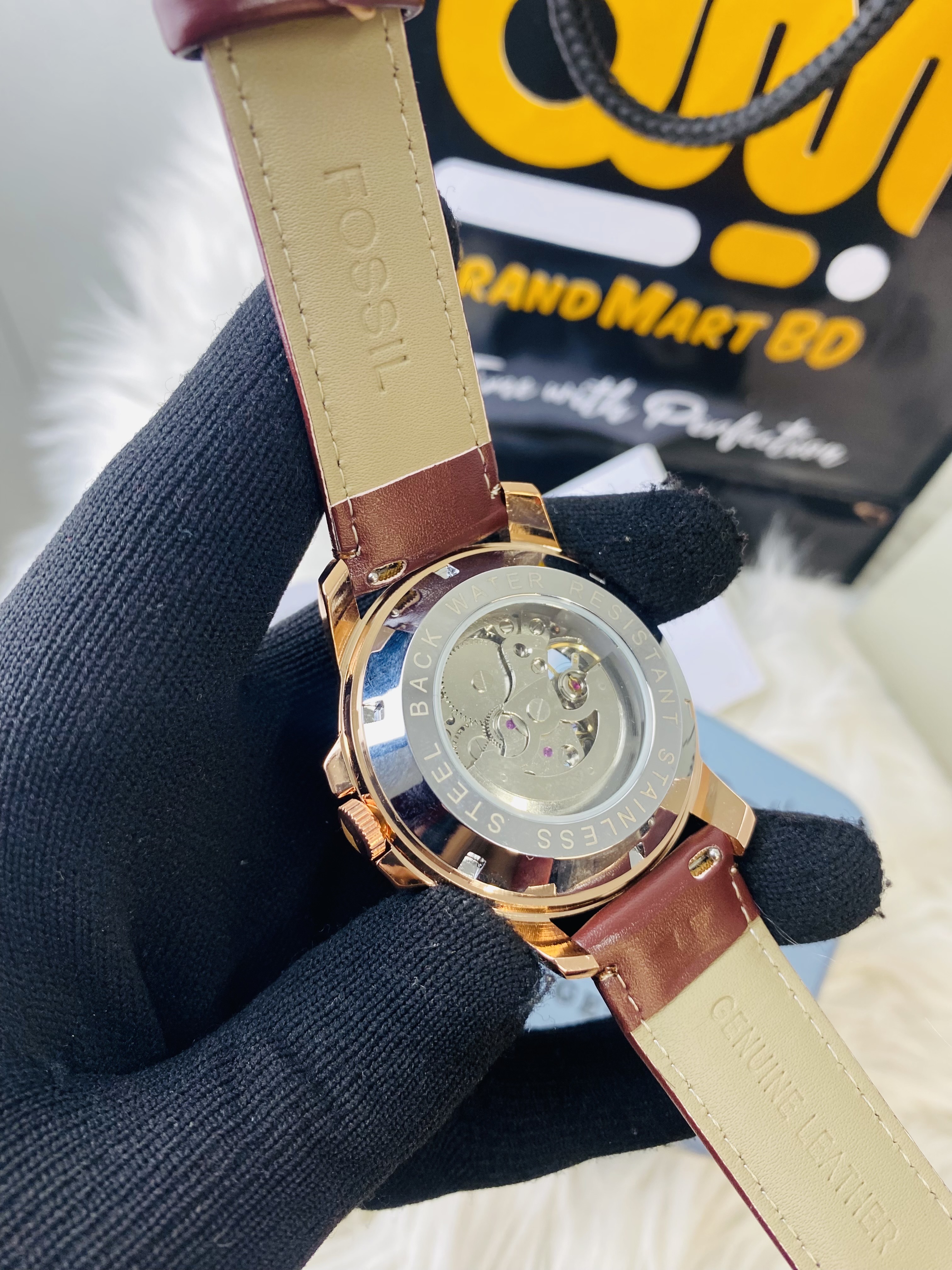 Fossil Automatic Dial black leather dark brown_img_2