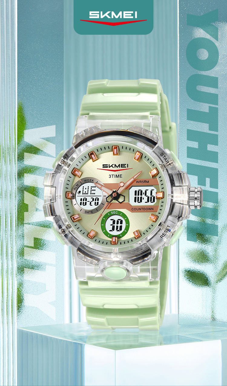 SKMEI 2386 Analogue+Digital Silicone Sports Watch- Paste Dial- Transparent Bezel- Paste Strap- TF Code SK967DB_img_0