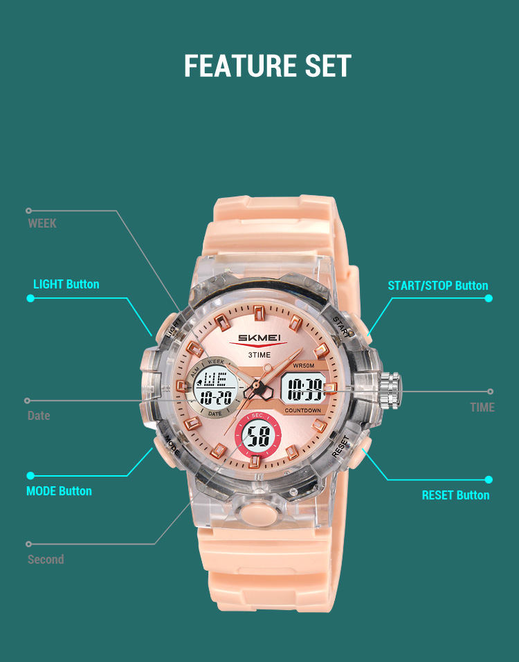 SKMEI 2386 Analogue+Digital Silicone Sports Watch- Paste Dial- Transparent Bezel- Paste Strap- TF Code SK967DB_img_6