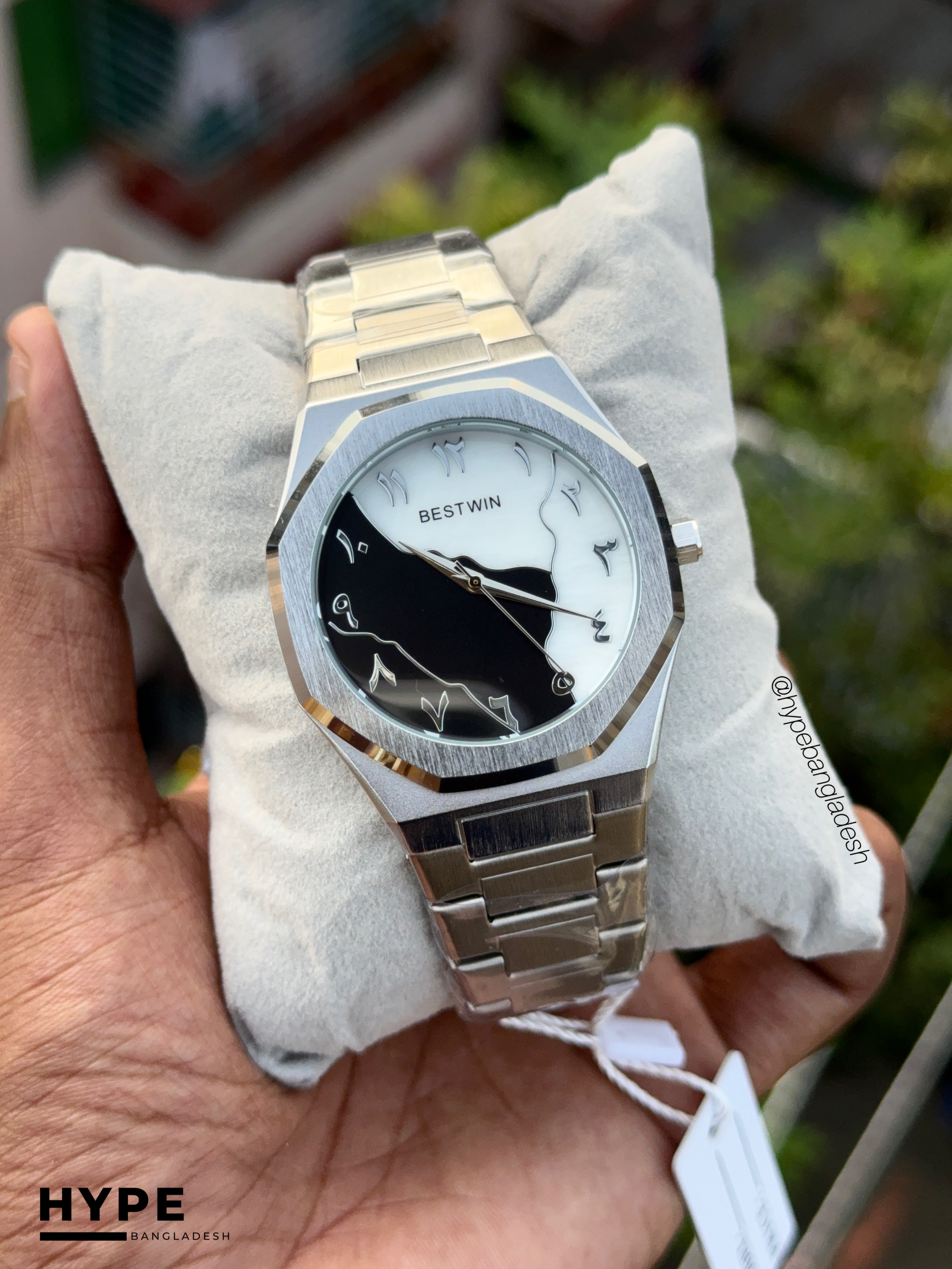 Arabic Dial Bestwin Stainless Steel Heavyweight Watch (Silver Chain)_img_2