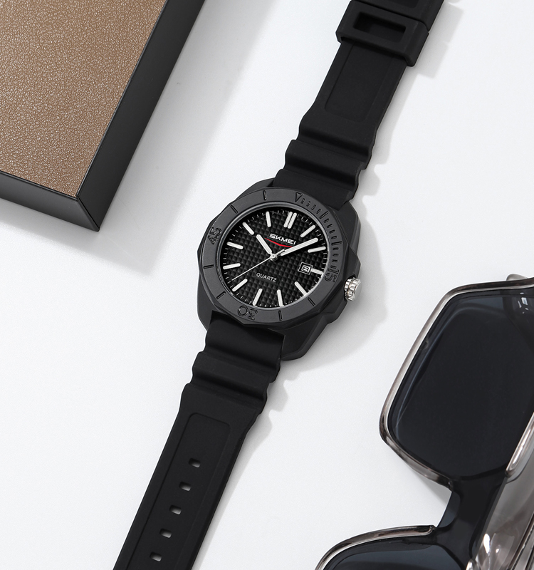 SKMEI 2393 Analogue Silicone Sports Watch- Black (Patterned) Dial- Black Bezel- Black Strap- TF Code SK965BM_img_1