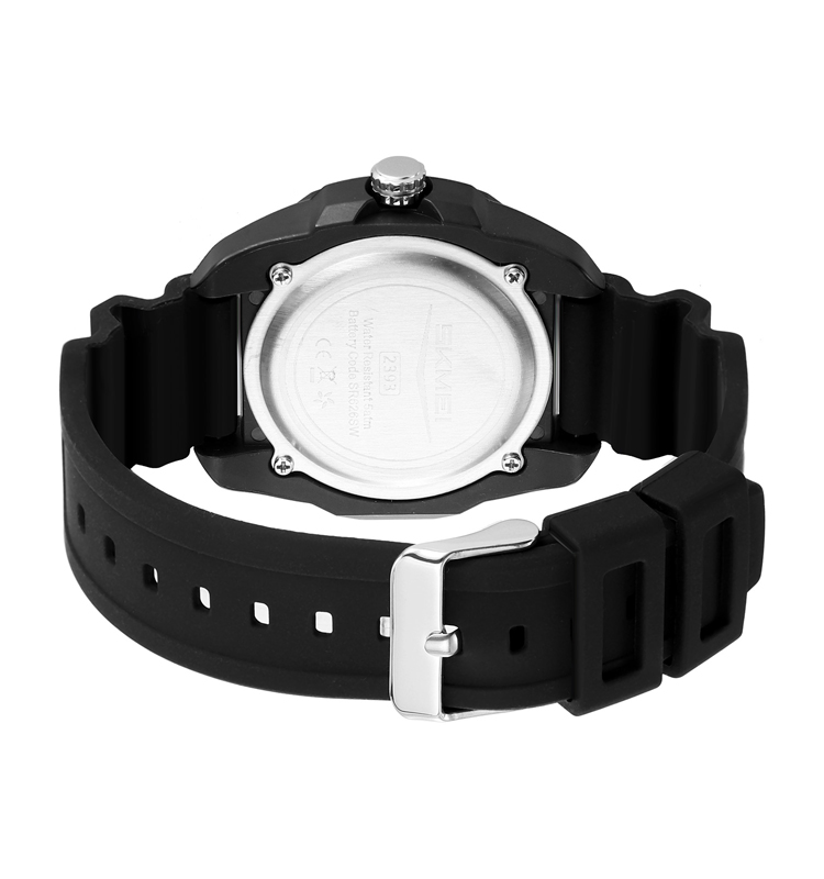 SKMEI 2393 Analogue Silicone Sports Watch- Black (Patterned) Dial- Black Bezel- Black Strap- TF Code SK965BM_img_3