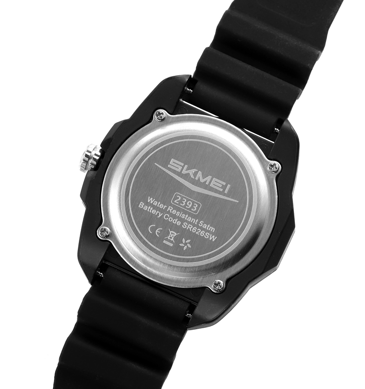 SKMEI 2393 Analogue Silicone Sports Watch- Black (Patterned) Dial- Black Bezel- Black Strap- TF Code SK965BM_img_4