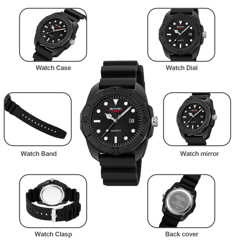 SKMEI 2393 Analogue Silicone Sports Watch- Black (Patterned) Dial- Black Bezel- Black Strap- TF Code SK965BM_img_7