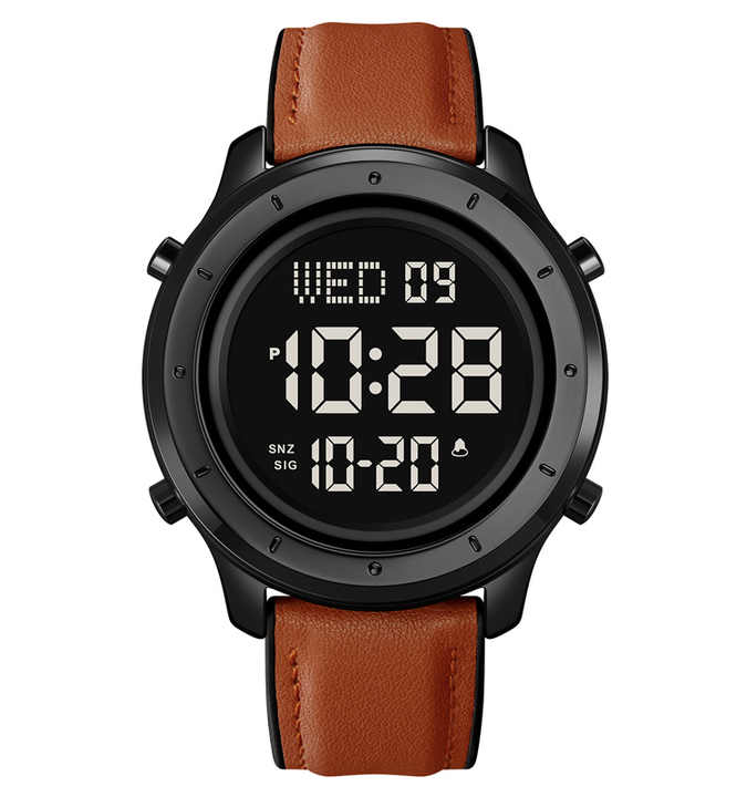 SKMEI 1864 Digital Watch- Black Dial- Black Bezel- Brown Strap- TF Code SK963DB_img_0