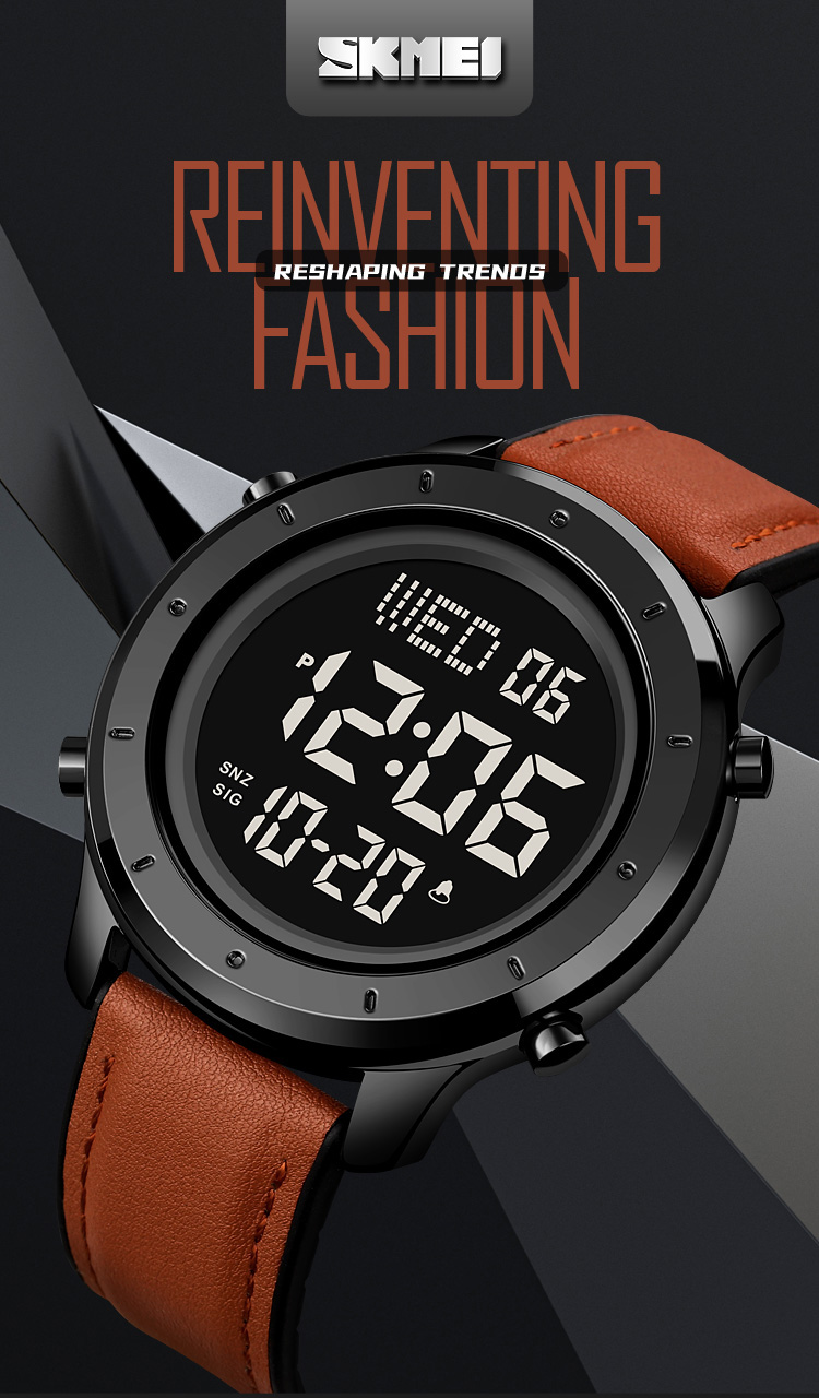 SKMEI 1864 Digital Watch- Black Dial- Black Bezel- Brown Strap- TF Code SK963DB_img_1