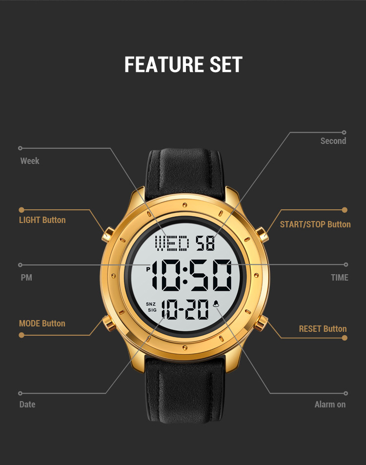 SKMEI 1864 Digital Watch- Black Dial- Black Bezel- Brown Strap- TF Code SK963DB_img_5