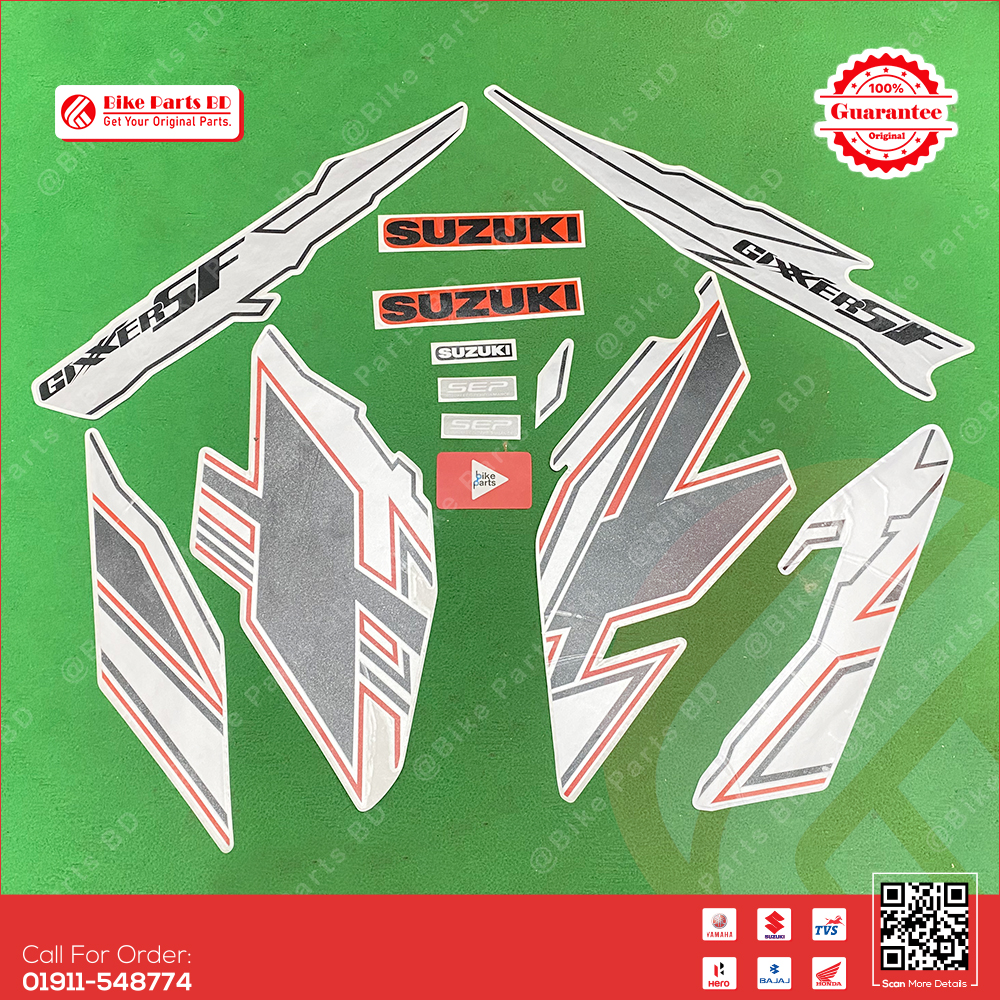 Full Set Sticker for Suzuki Gixxer (New Model-Silver & Orenge) bike._img_0