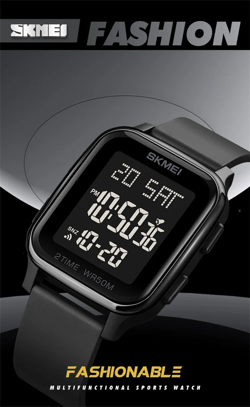 SKMEI 1858 Digital Watch- Black Dial- Black Bezel- Black Strap- TF Code SK960DB_img_1