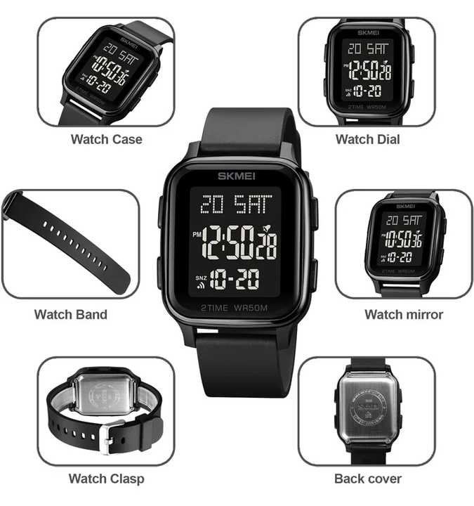 SKMEI 1858 Digital Watch- Black Dial- Black Bezel- Black Strap- TF Code SK960DB_img_5