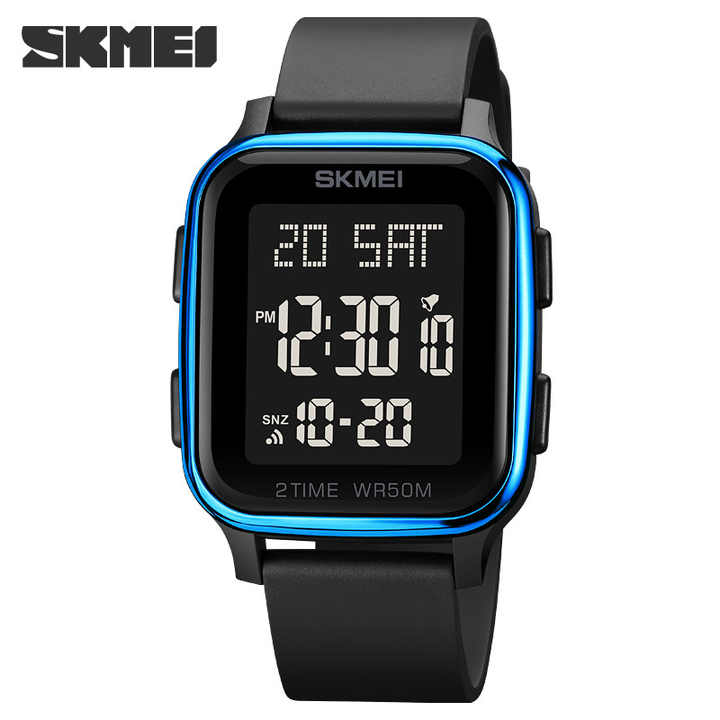 SKMEI 1858 Digital Watch- Black Dial- Blue Bezel- Black Strap- TF Code SK961DB_img_0