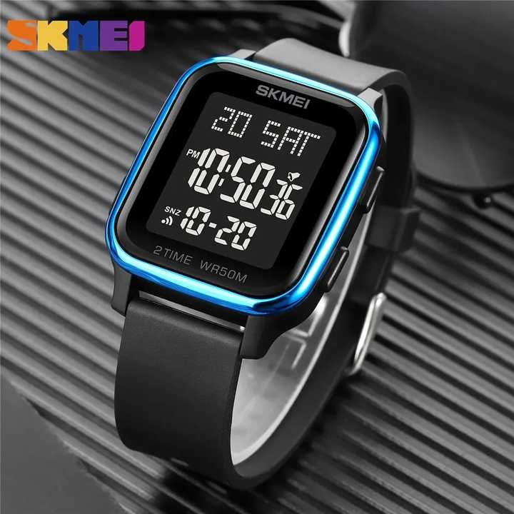 SKMEI 1858 Digital Watch- Black Dial- Blue Bezel- Black Strap- TF Code SK961DB_img_1