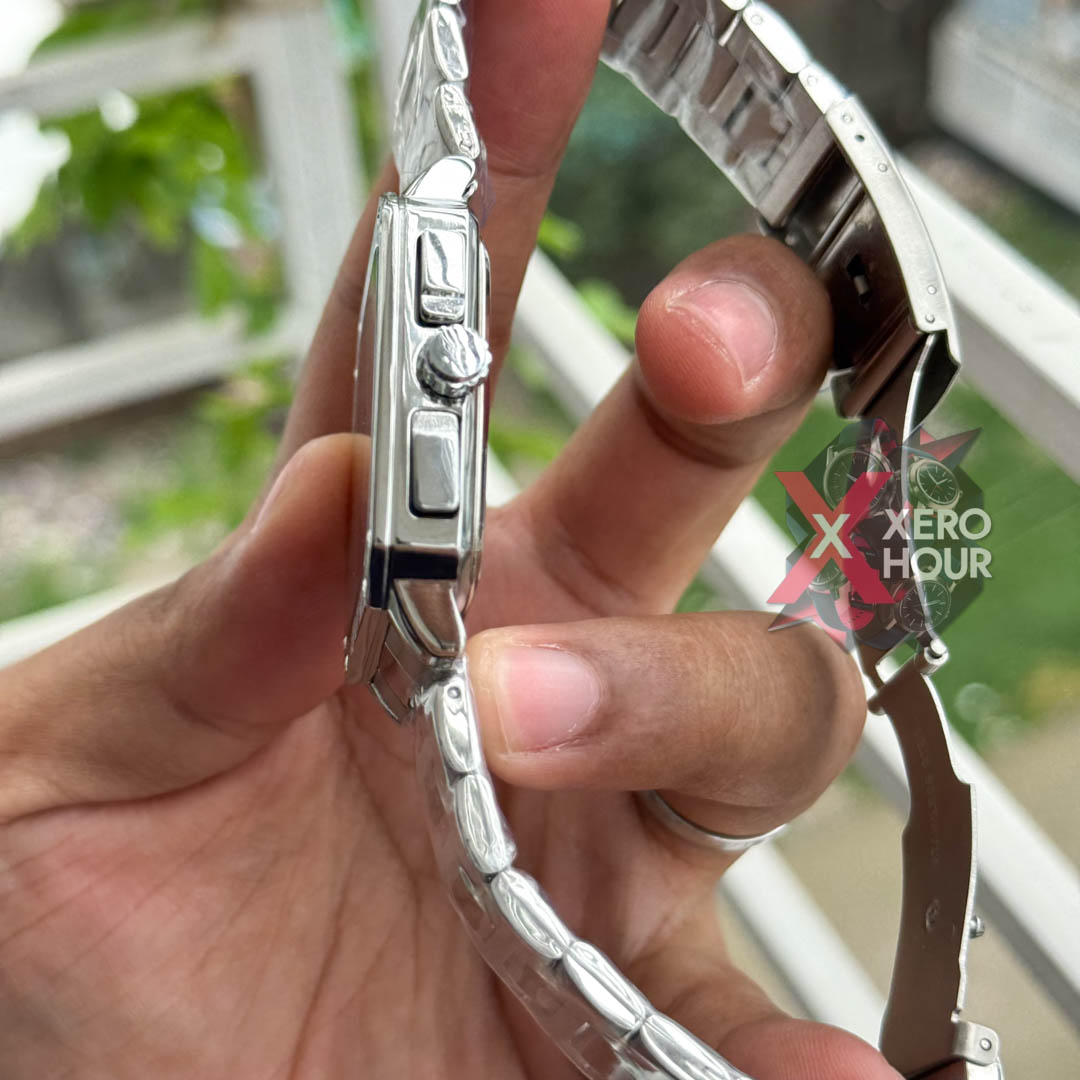 Fossil Square TV Shape Chronograph | Silver Chain Blue Dial_img_1