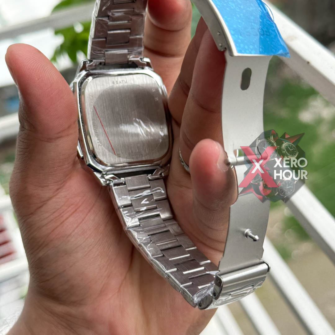 Fossil Square TV Shape Chronograph | Silver Chain Blue Dial_img_2