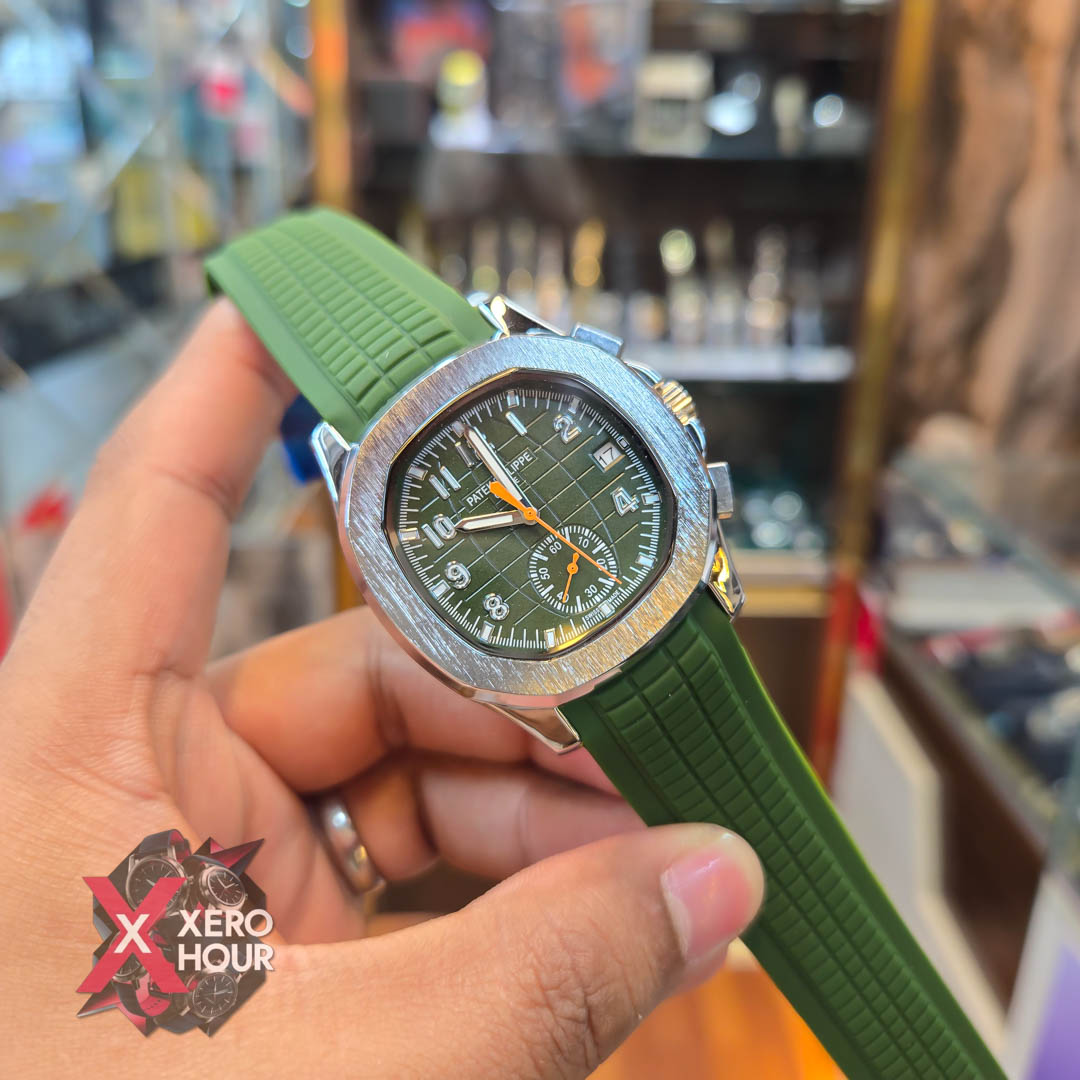 Patek philippe Aquanaut | Silicon Strap | AA Grade | Green Silicon Strap with Green Dial