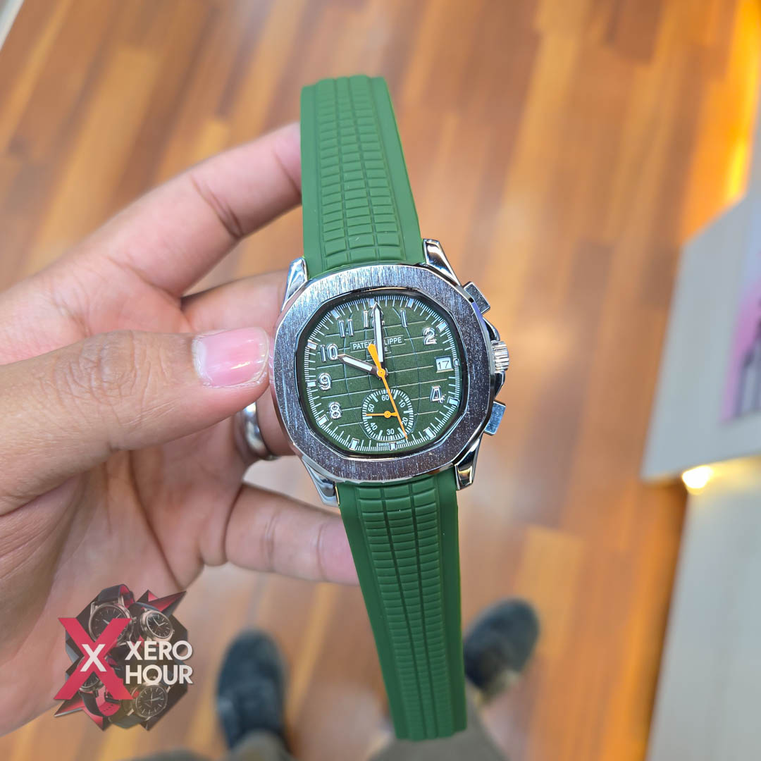 Patek philippe Aquanaut | Silicon Strap | AA Grade | Green Silicon Strap with Green Dial_img_1