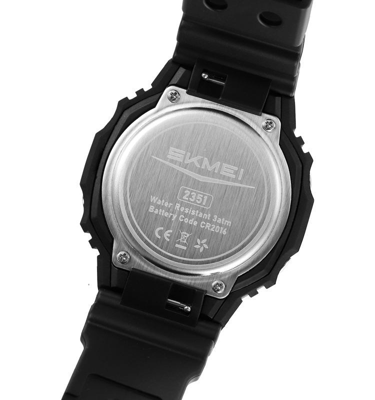 SKMEI 2351 Analogue+Digital Silicone Strap Sports Watch- Black Dial with Golden Markings- Black Bezel- Black Strap- TF Code SK958DB_img_7