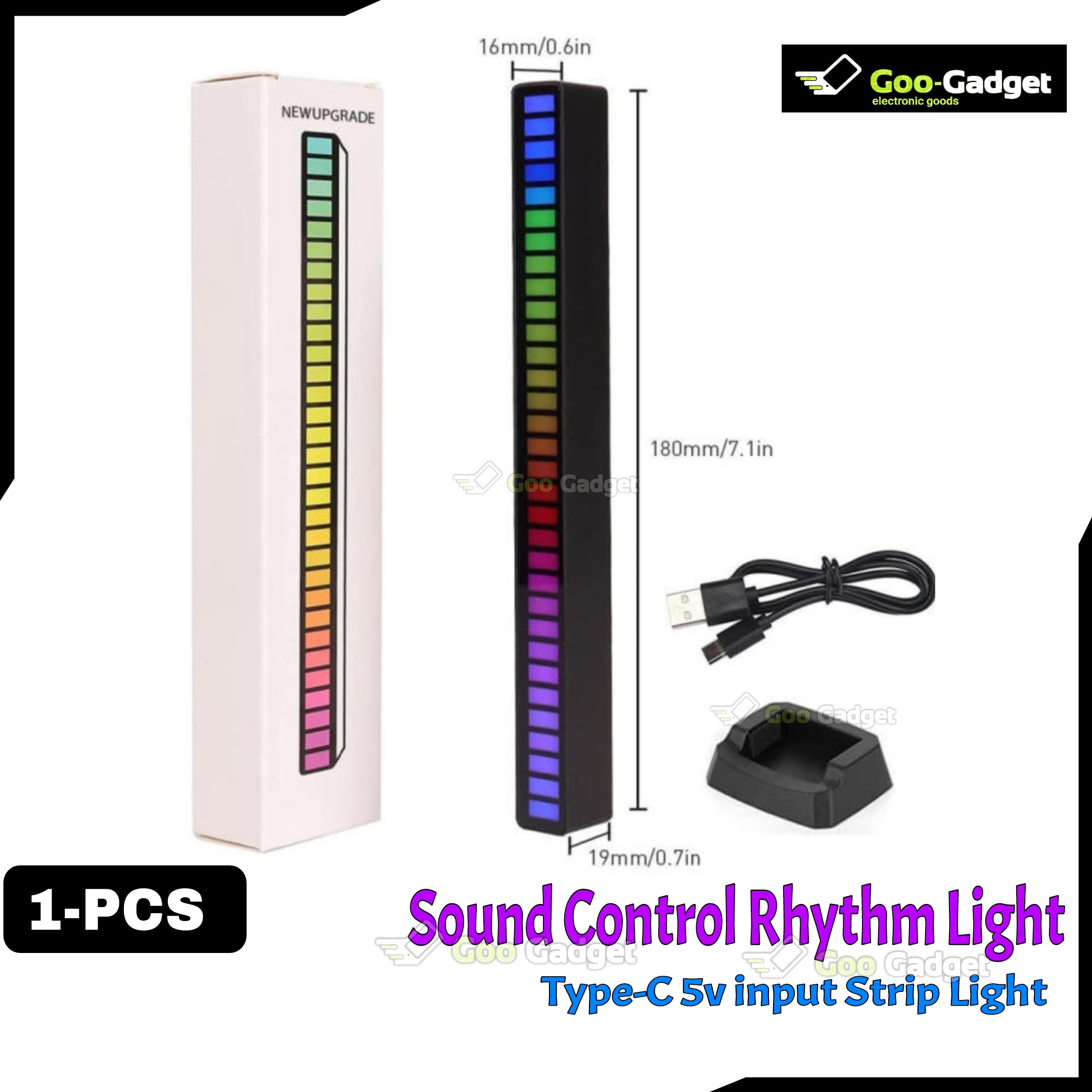3D 4OLED Sound-Control Rhythm Lights | Music Level Strip Light | Spectrum Analyzer