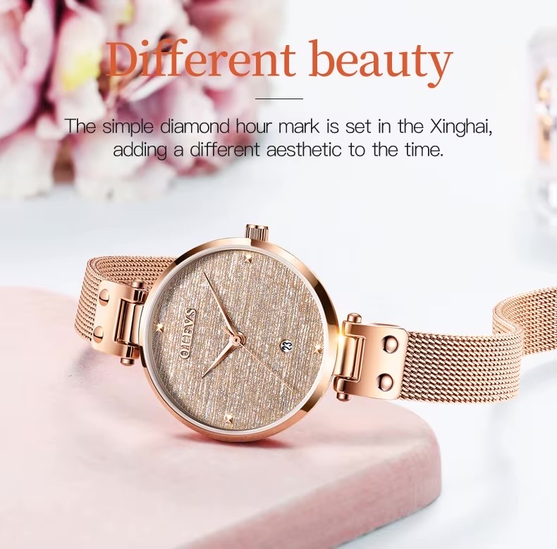 OLEVS 5887 Ladies Mesh Chain Watch- Rose Golden Dial- Rose Golden Bezel- Rose Golden Chain- TF Code OL950CF_img_0