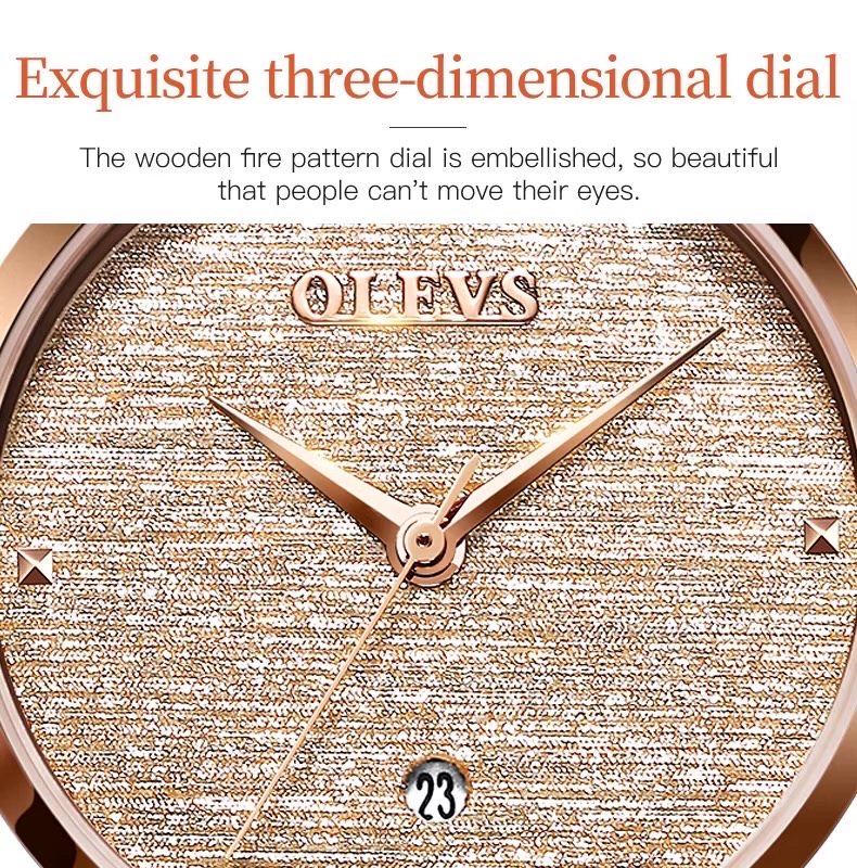 OLEVS 5887 Ladies Mesh Chain Watch- Rose Golden Dial- Rose Golden Bezel- Rose Golden Chain- TF Code OL950CF_img_2