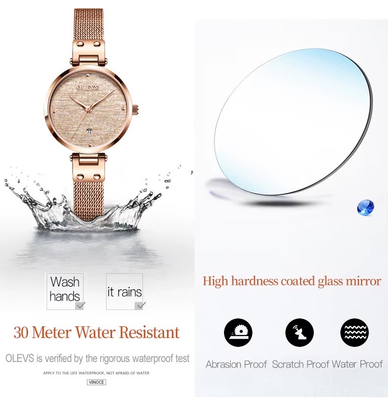 OLEVS 5887 Ladies Mesh Chain Watch- Rose Golden Dial- Rose Golden Bezel- Rose Golden Chain- TF Code OL950CF_img_7