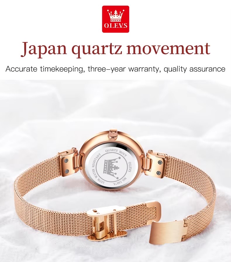 OLEVS 5887 Ladies Mesh Chain Watch- Rose Golden Dial- Rose Golden Bezel- Rose Golden Chain- TF Code OL950CF_img_8